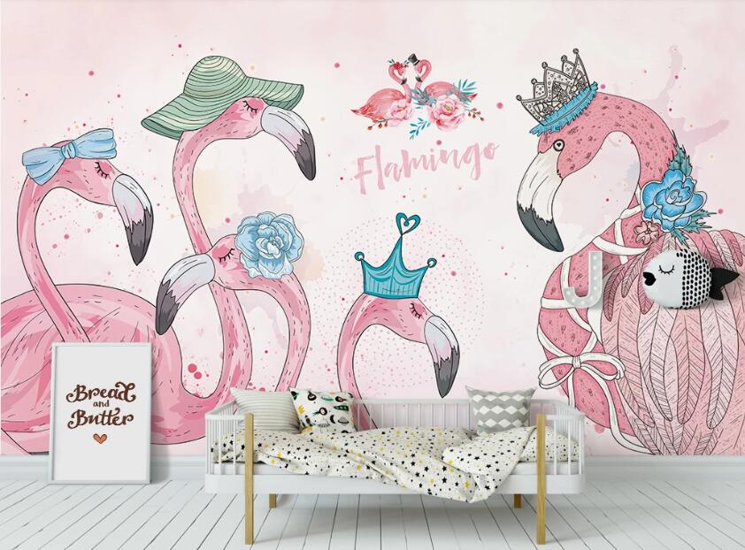 3D Elegant Flamingos 704 Wall Murals