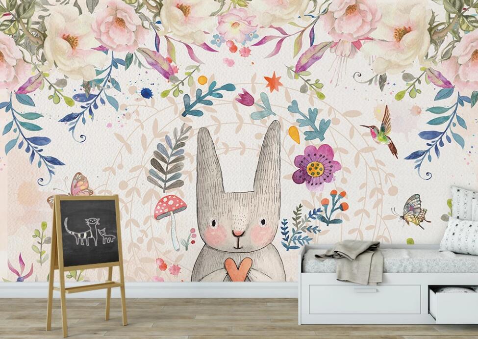 3D Garden Bunny 967 Wall Murals