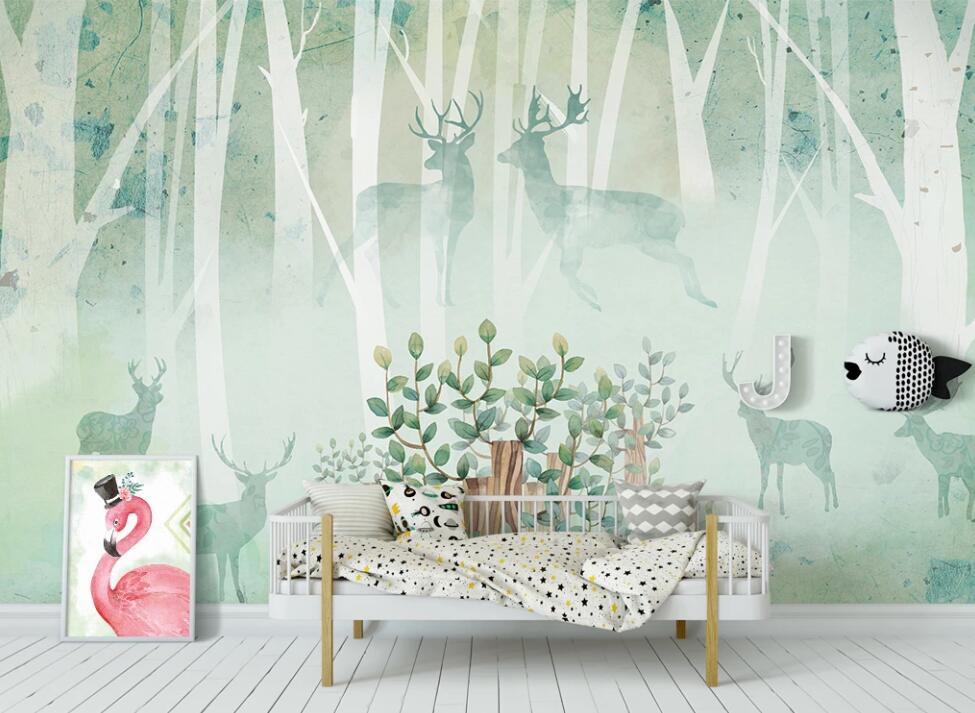 3D Deer Shadow In The Woods 966 Wall Murals