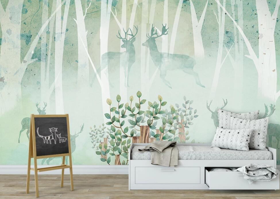 3D Deer Shadow In The Woods 966 Wall Murals