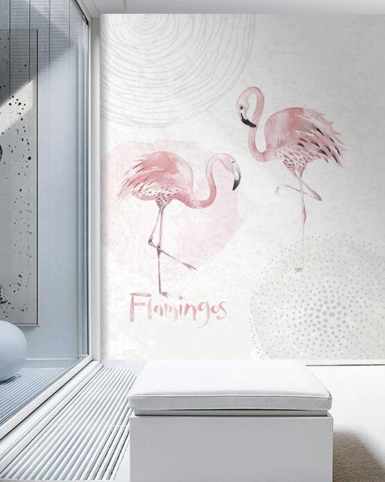 3D Beautiful Love Flamingos 1059 Wall Murals