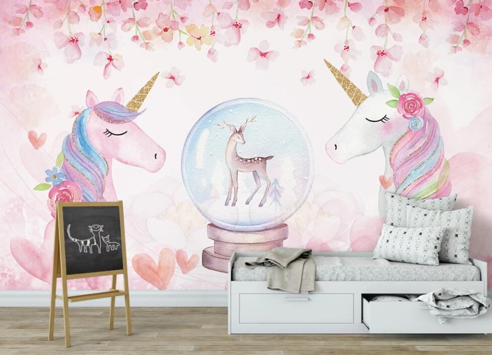 3D Two Rainbow Horses 959 Wall Murals