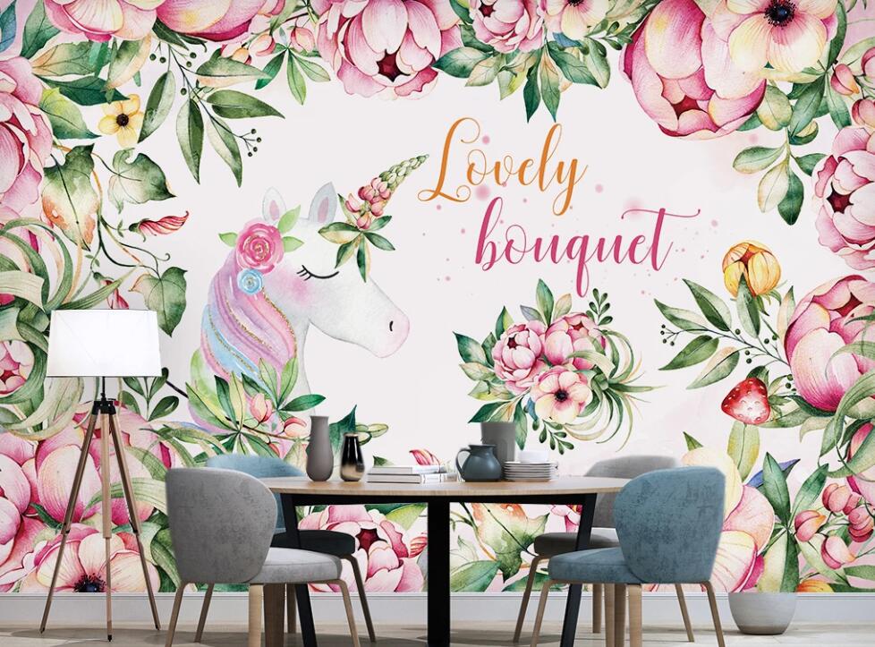 3D Flowers Pink Pony 957 Wall Murals
