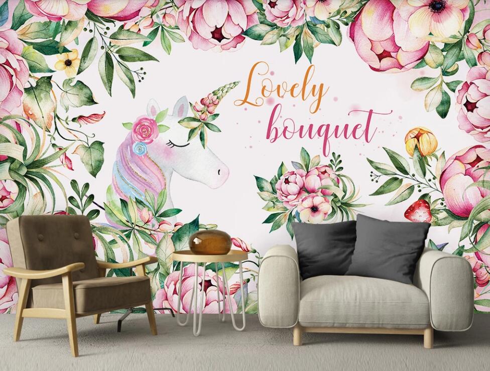 3D Flowers Pink Pony 957 Wall Murals