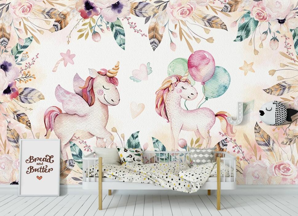 3D Colorful Feather Ponies 956 Wall Murals