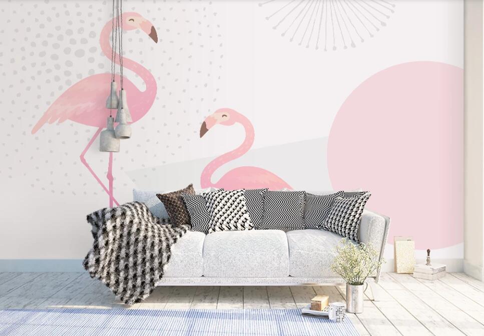 3D Pale Pink Flamingos 941 Wall Murals