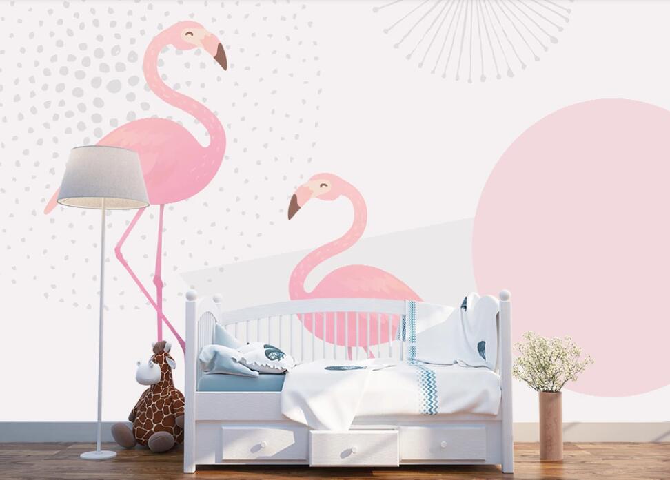 3D Pale Pink Flamingos 941 Wall Murals
