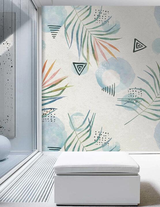 3D Green Leaf Geometry 1055 Wall Murals