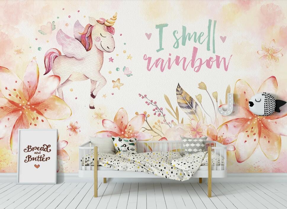 3D Pony In The Flowers 925 Wall Murals