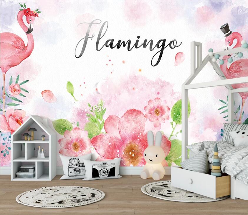 3D Happy Flamingos 922 Wall Murals