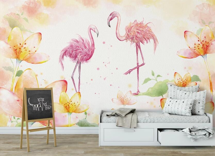 3D Dancing Flamingos 920 Wall Murals