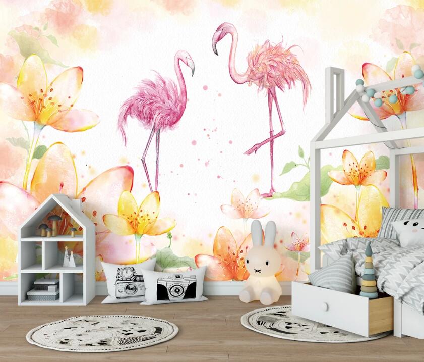 3D Dancing Flamingos 920 Wall Murals