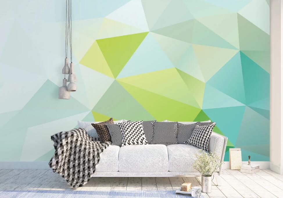 3D Green Geometry 909 Wall Murals