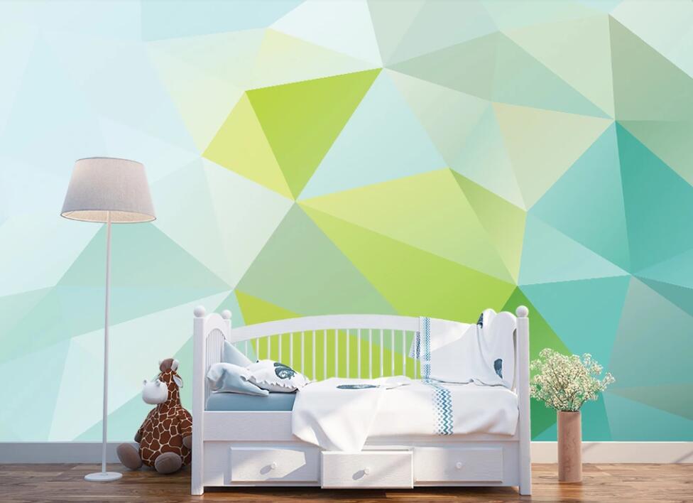 3D Green Geometry 909 Wall Murals