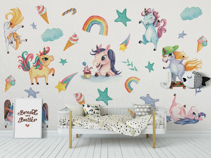 3D Happy Rainbow Horses 908 Wall Murals