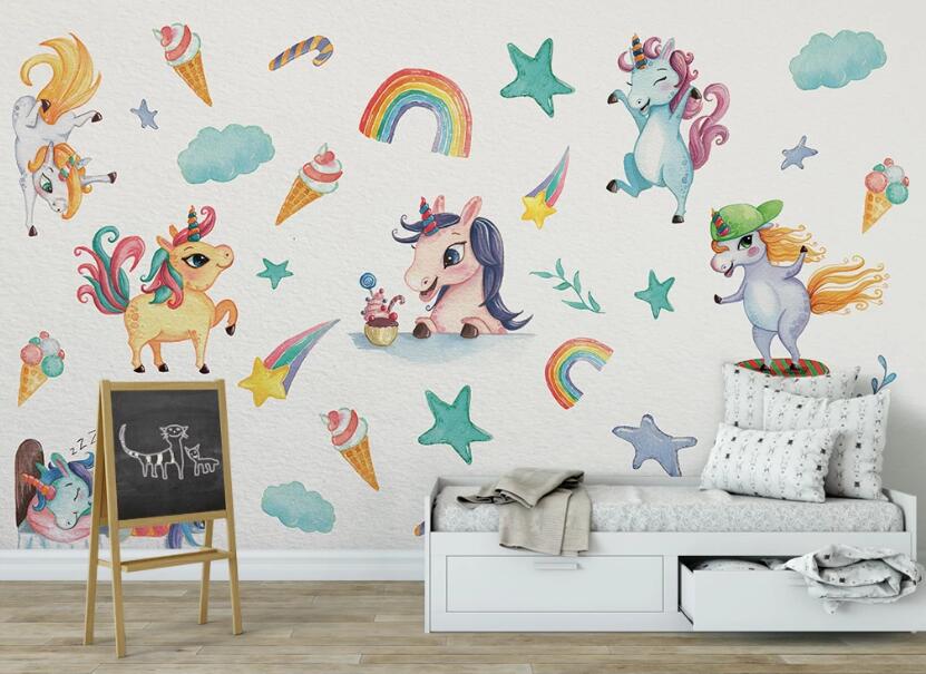 3D Happy Rainbow Horses 908 Wall Murals