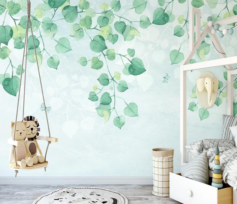 3D Little Green Leaves 1147 Wall Murals
