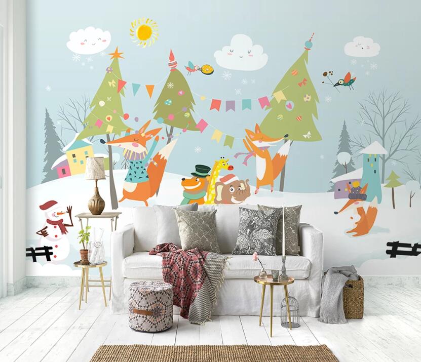 3D Animals In The Snow 1088 Wall Murals