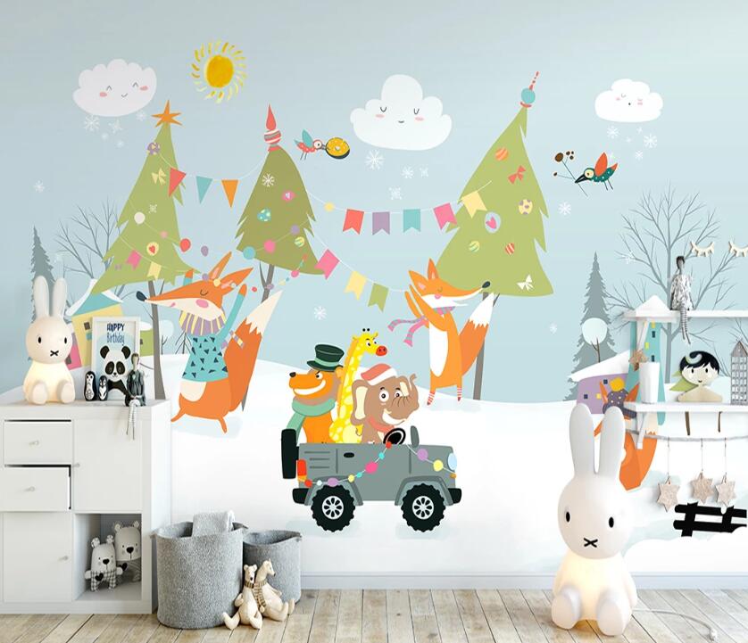 3D Animals In The Snow 1088 Wall Murals