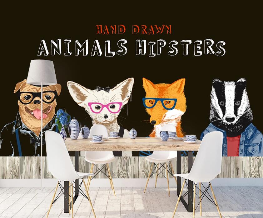 3D Animal Hipsters 1007 Wall Murals