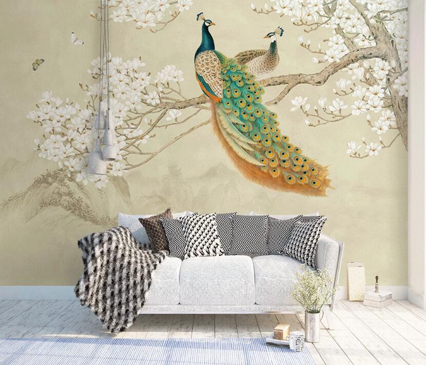 3D Peacock Scroll 931 Wall Murals