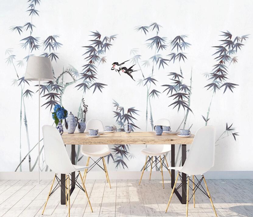 3D Misty Blue Flowers 902 Wall Murals