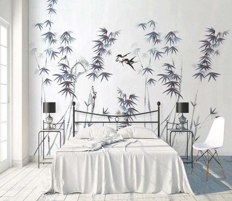 3D Misty Blue Flowers 902 Wall Murals
