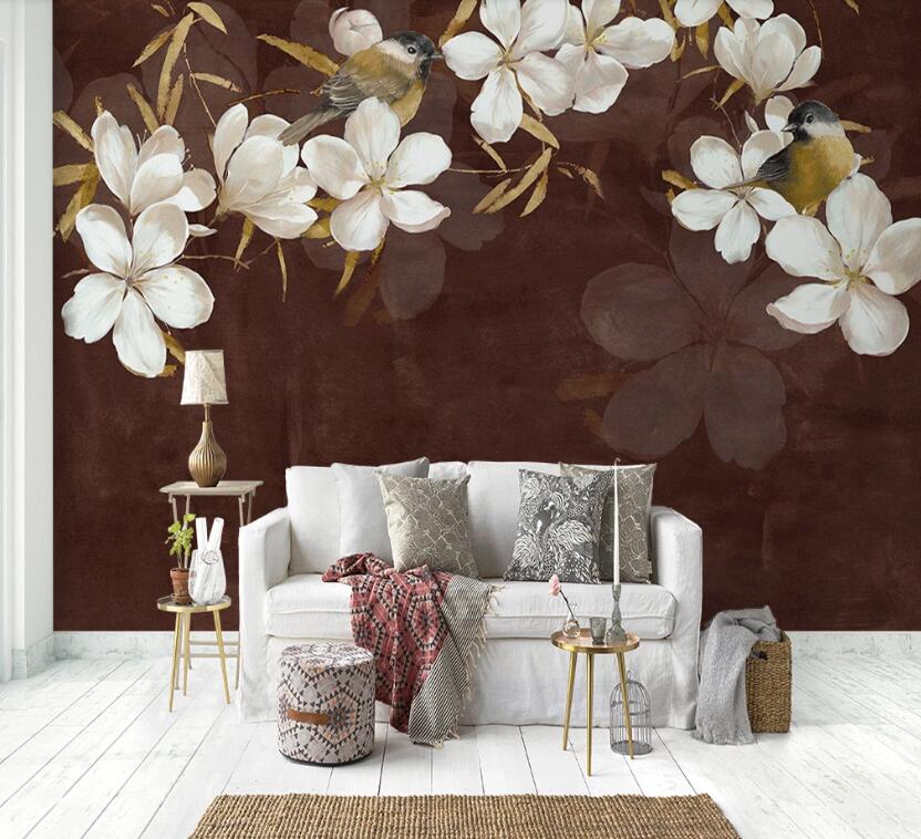 3D Pure White Flowers 899 Wall Murals