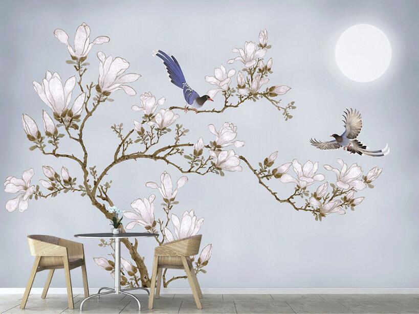 3D Moonlight Bluebird 889 Wall Murals