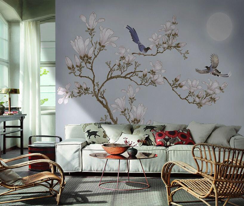 3D Moonlight Bluebird 889 Wall Murals