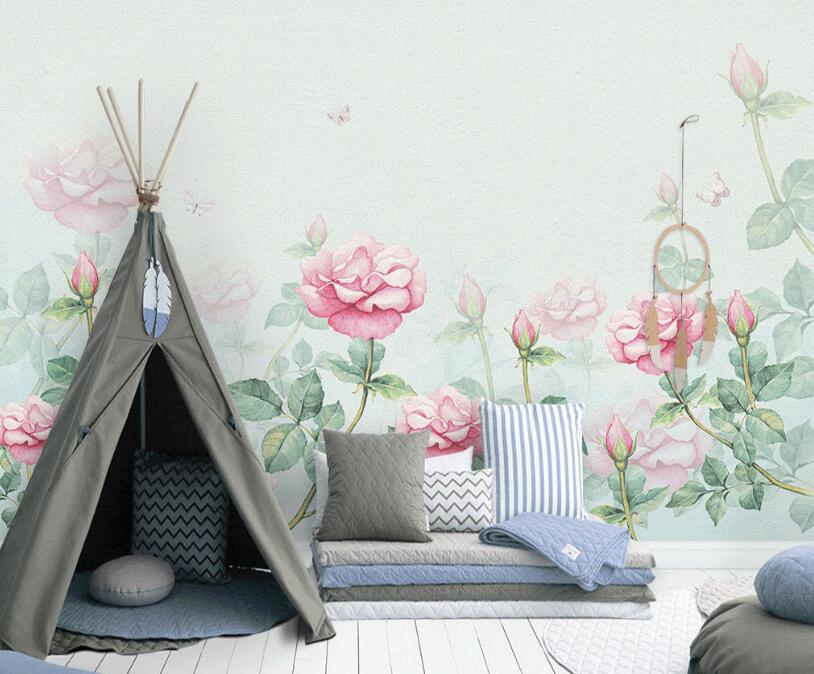 3D Flowers In The Mist 888 Wall Murals