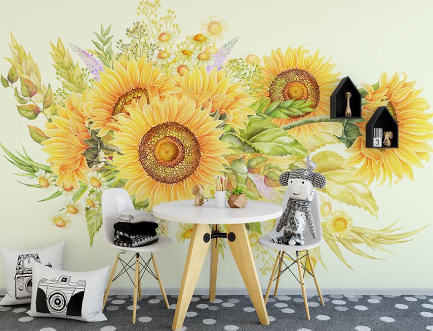3D Innocent Sunflower 884 Wall Murals