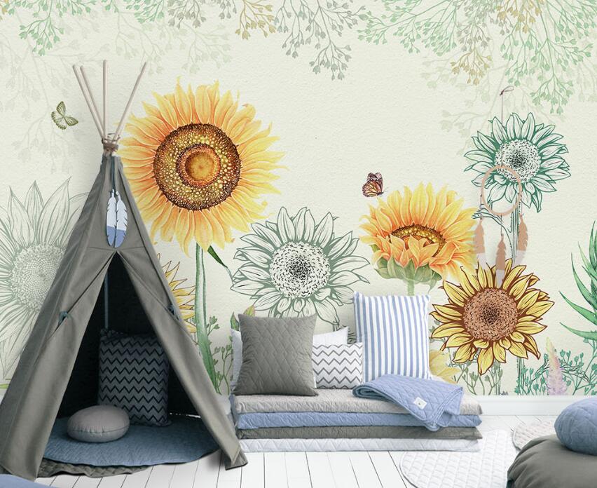 3D Sunflower Of Dreams 878 Wall Murals