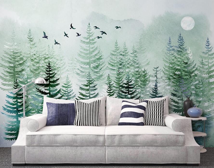 3D Beautiful Green Forest 873 Wall Murals
