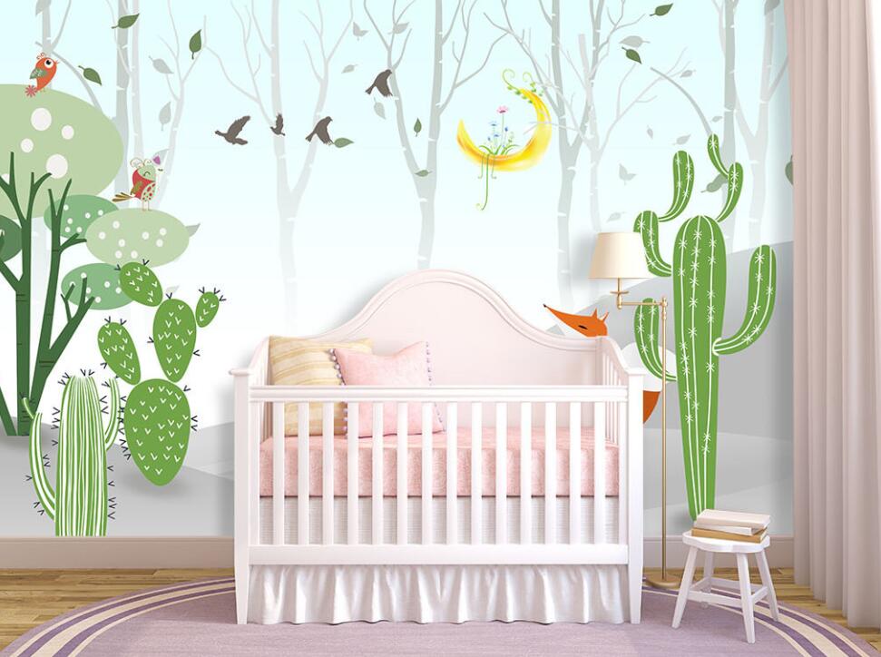 3D Childlike Cactus 869 Wall Murals
