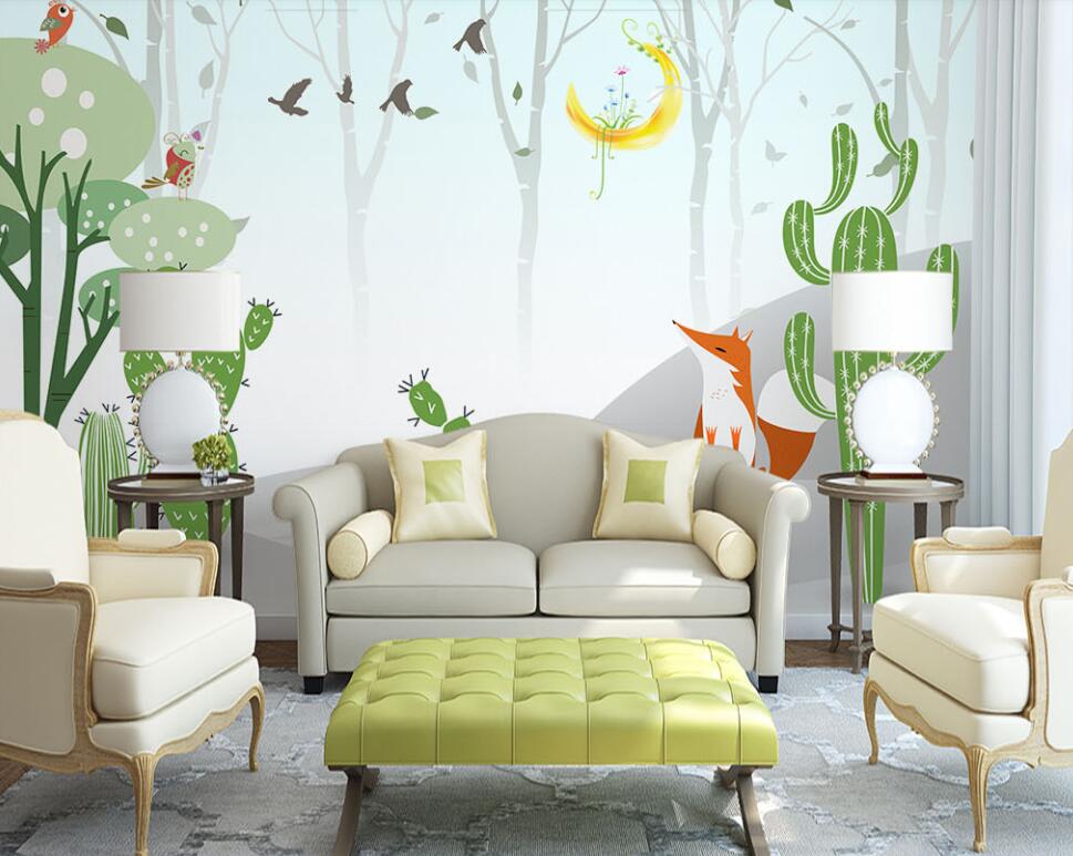 3D Childlike Cactus 869 Wall Murals