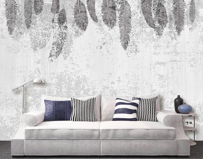 3D Grey Leaves 864 Wall Murals