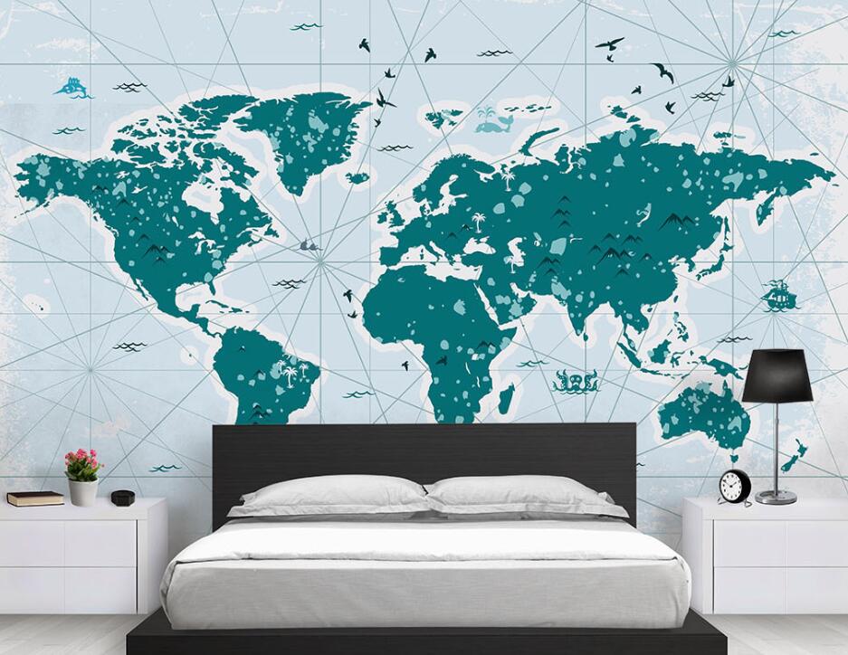 3D World Map 053 Wall Murals
