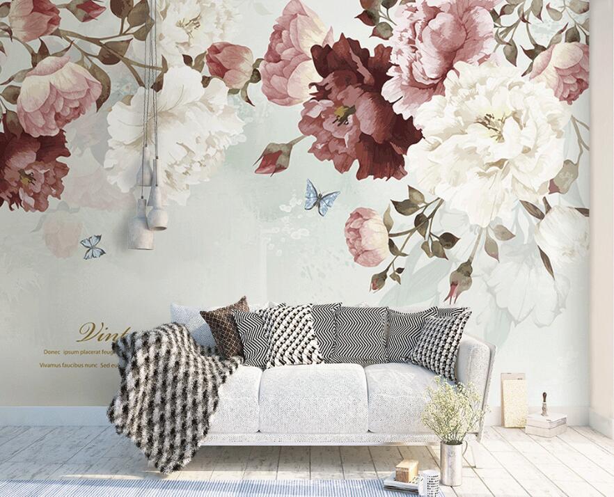 3D Red Flowers 052 Wall Murals