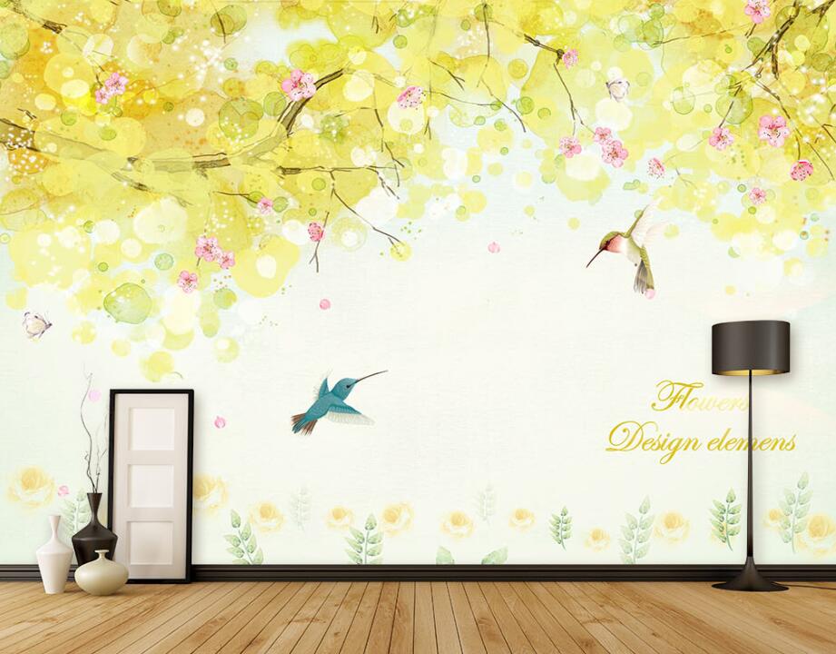 3D Yellow Flower 045 Wall Murals