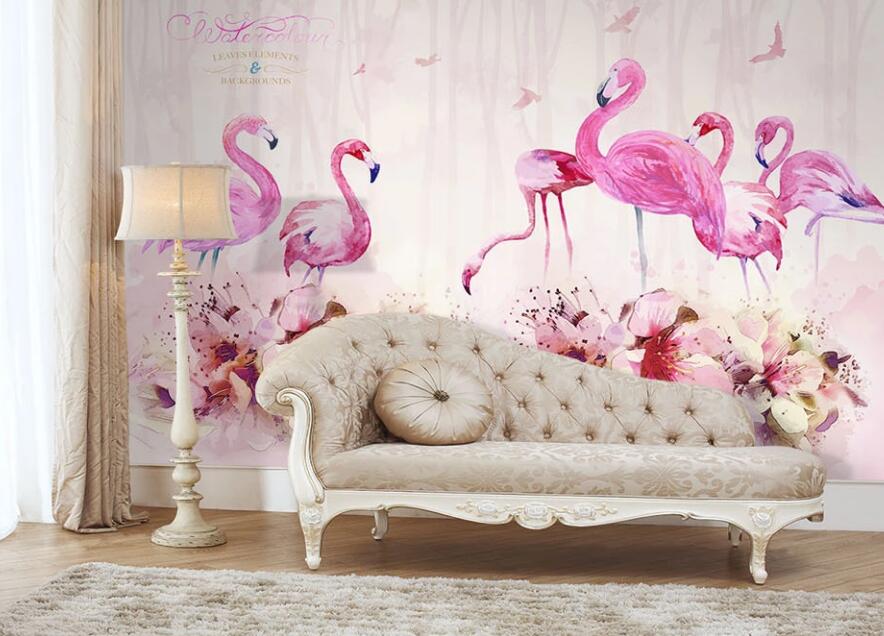 3D Pink Flamingo 043 Wall Murals