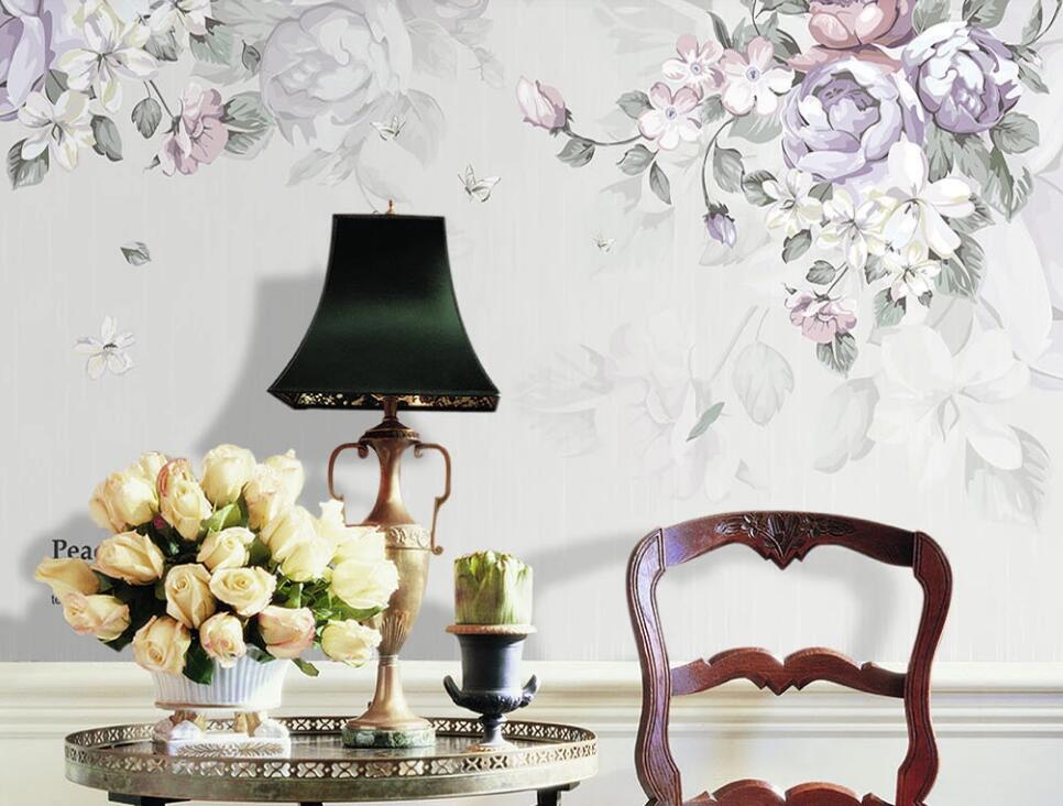 3D Light Ink Flowers 039 Wall Murals