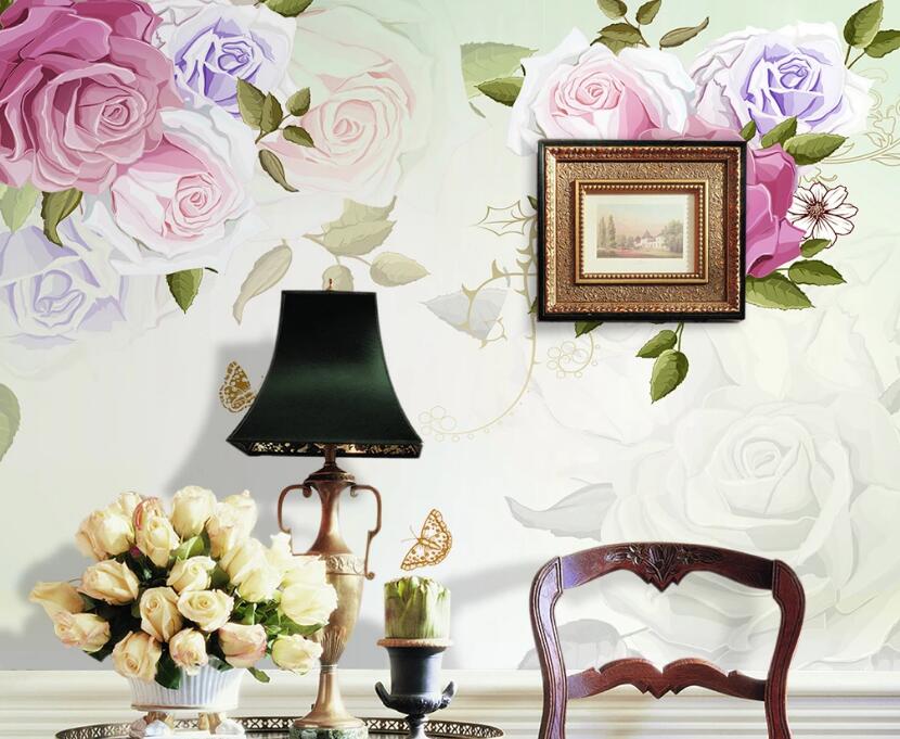 3D Three-color Flowers 037 Wall Murals