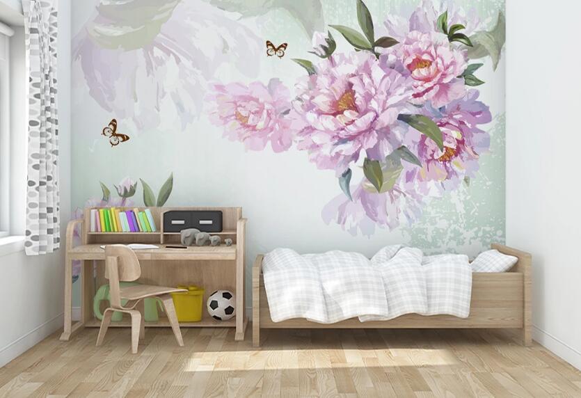 3D Blooming Purple Flowers 035 Wall Murals