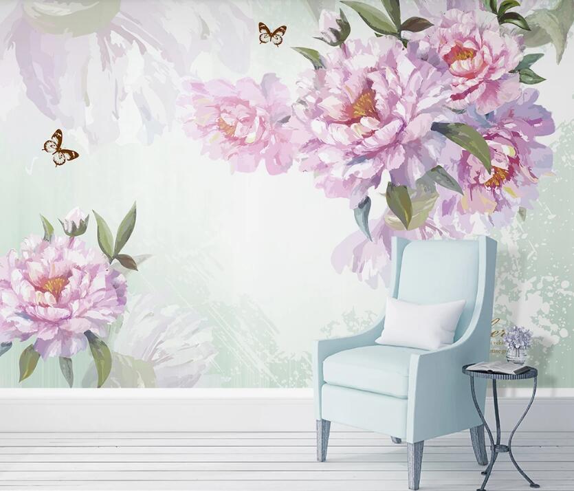 3D Blooming Purple Flowers 035 Wall Murals