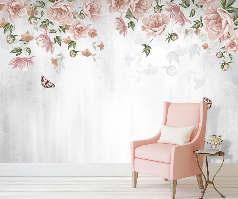 3D Pink Flowers 032 Wall Murals