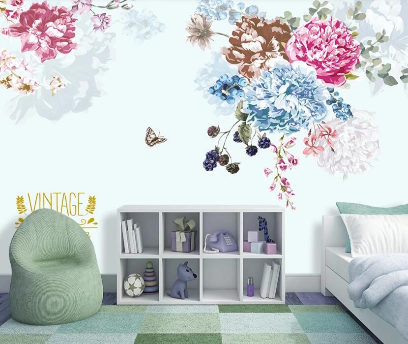 3D Color Hydrangea 028 Wall Murals