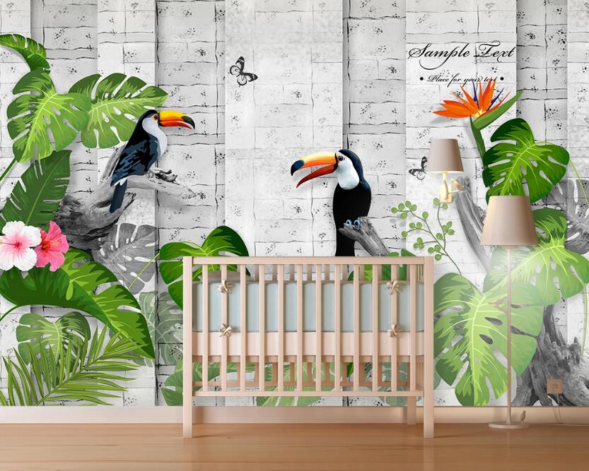 3D Banana Leaves 027 Wall Murals