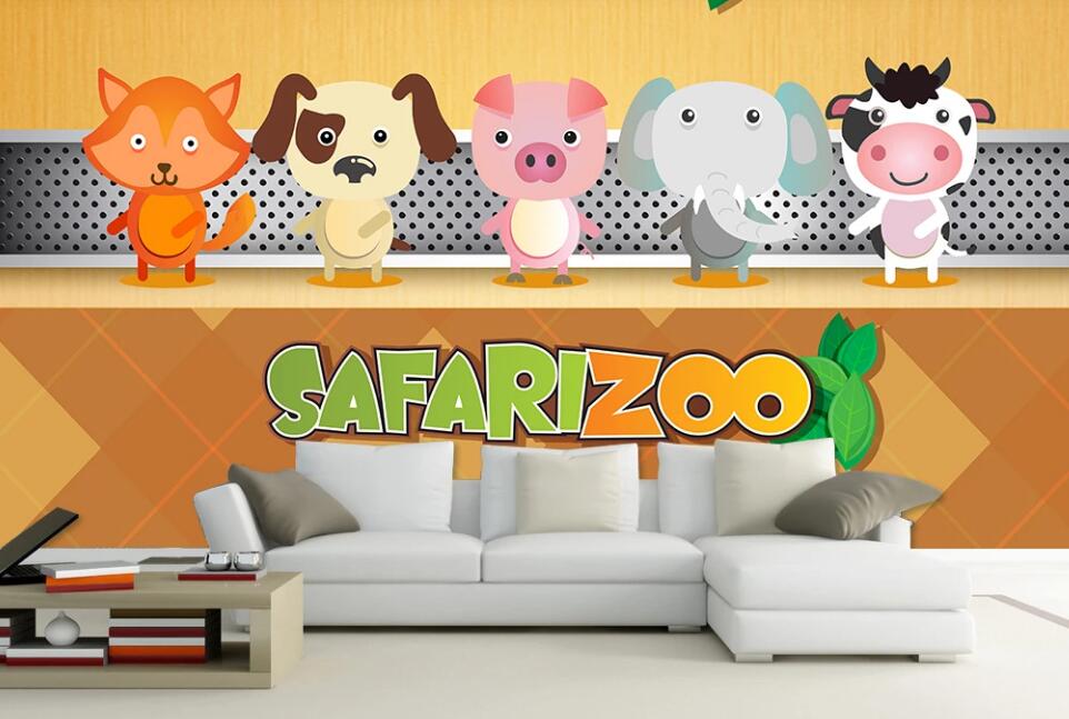 3D Cute Zoo 017 Wall Murals