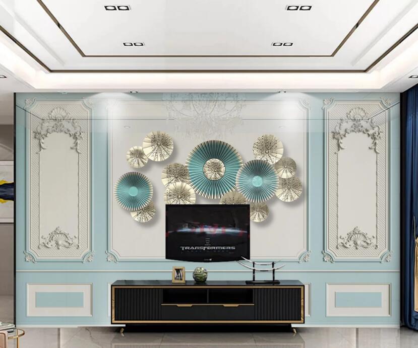 3D Two-color Flower 338 Wall Murals